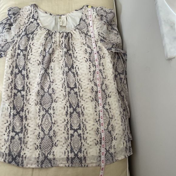 Japna Gray Snake Skin Print Long Sleeve Smocked Blouse M - Picture 5 of 7